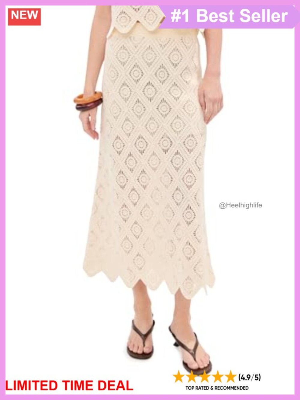 Ora Crochet Midi Skirt Wear to Work Cotton Stretch Knit